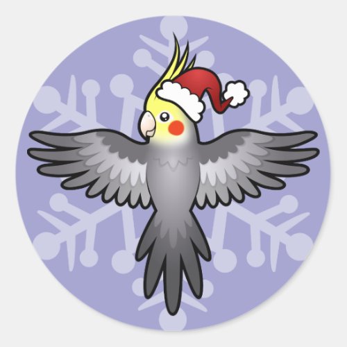 Christmas Cockatiel Classic Round Sticker