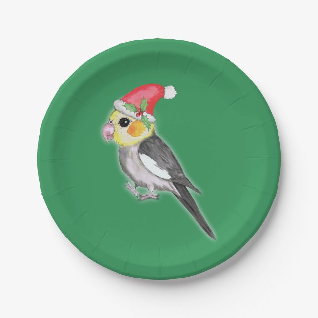 Christmas cockatiel paper plates (Front)