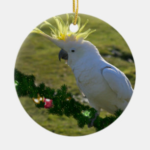 Christmas Cockatoo Bird in Australia Ceramic Ornament
