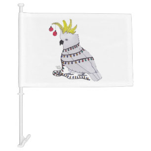 Christmas Cockatoo Car Flag