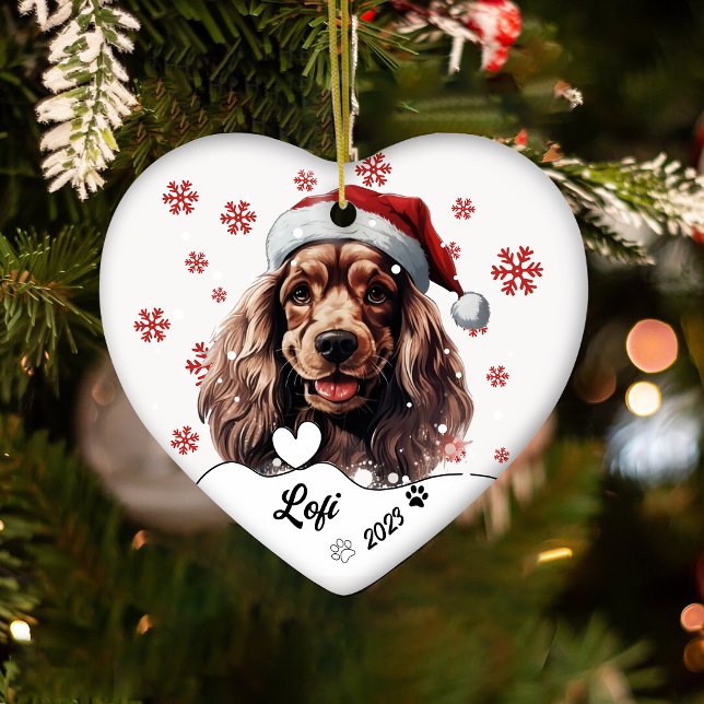Christmas Cocker Spaniel Dog Personalized Ceramic Ornament (Creator Uploaded)