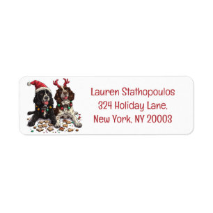 Christmas Cocker Spaniel Dogs Label