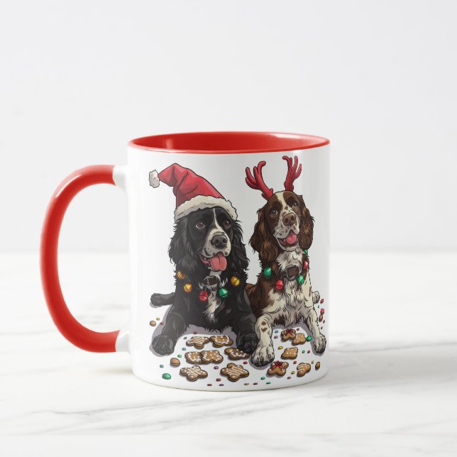 Christmas Cocker Spaniel Dogs Mug (Left)