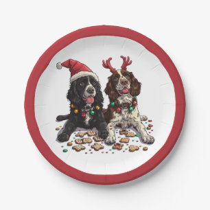 Christmas Cocker Spaniel Dogs Paper Plates