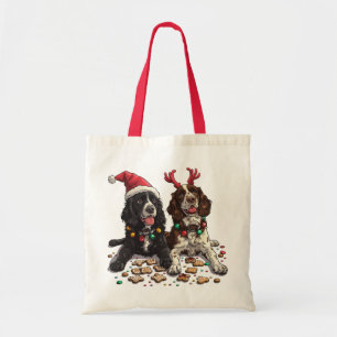 Christmas Cocker Spaniel Dogs Tote Bag