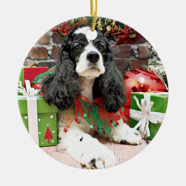 Christmas - Cocker Spaniel - Laci Ceramic Ornament (Front)