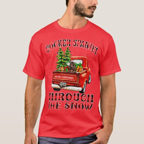 Christmas Cocker Spaniel Through The Snow Dog Sant T_Shirt