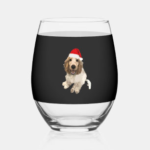 Christmas Cocker Spaniel (White) Essential T-Shirt Stemless Wine Glass