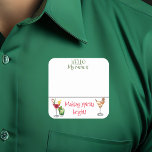 Christmas Cocktail Drinks Party Name Badge  Square Sticker<br><div class="desc">*** Purchase the Matte Finish when using this sticker as a name tag*** This design may be personalized in the area provided by changing the photo and/or text. Or it can be customized by clicking Personalize this Template and then choosing the click to customize further option and delete or change...</div>