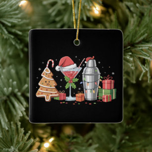 Christmas Cocktail Espresso Martini Drinking Party Ceramic Ornament
