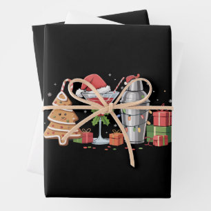 Christmas Cocktail Espresso Martini Drinking Party Wrapping Paper Sheets