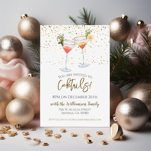 Christmas Cocktail Festive Drinks Party Invitation
