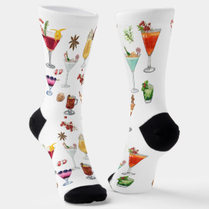 Christmas Cocktail Fun Drinking Party Pattern Socks