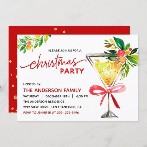 Christmas Cocktail Holiday Party Invitation