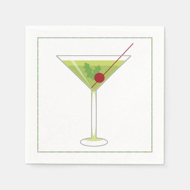 Christmas Cocktail Napkin with martini olive (Front)