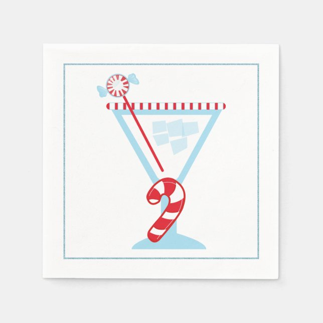 Christmas Cocktail Napkin with martini olive (Front)