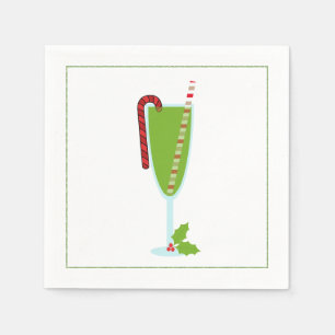 Christmas Cocktail Napkin with martini olive