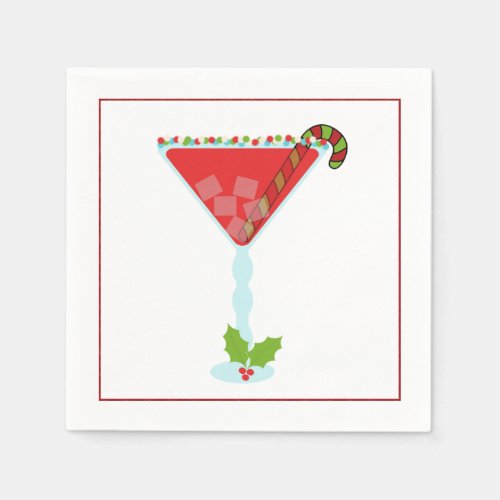 Christmas Cocktail Napkin with martini olive and