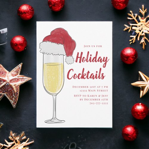 Christmas Cocktail Party Champagne Prosecco Invitation