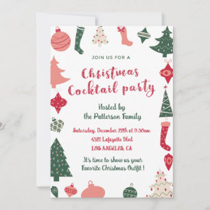 Christmas Cocktail Party Christmas Pattern  Invitation
