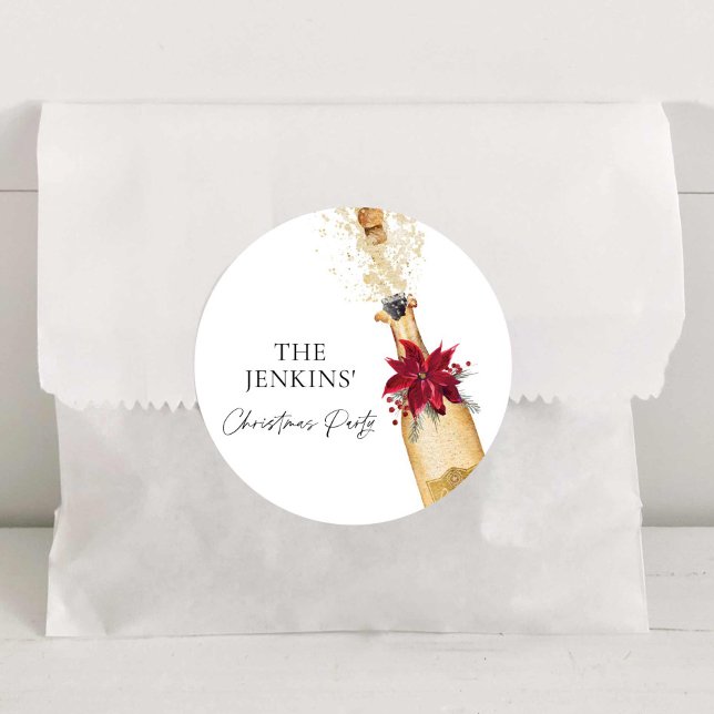 Christmas Cocktail Party Classic Round Sticker (Christmas Cocktail Party Round Stickers)