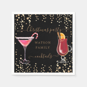 Christmas cocktail party glitter monogram napkins