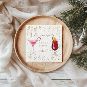 Christmas Cocktail Party Glitter Monogram Napkins