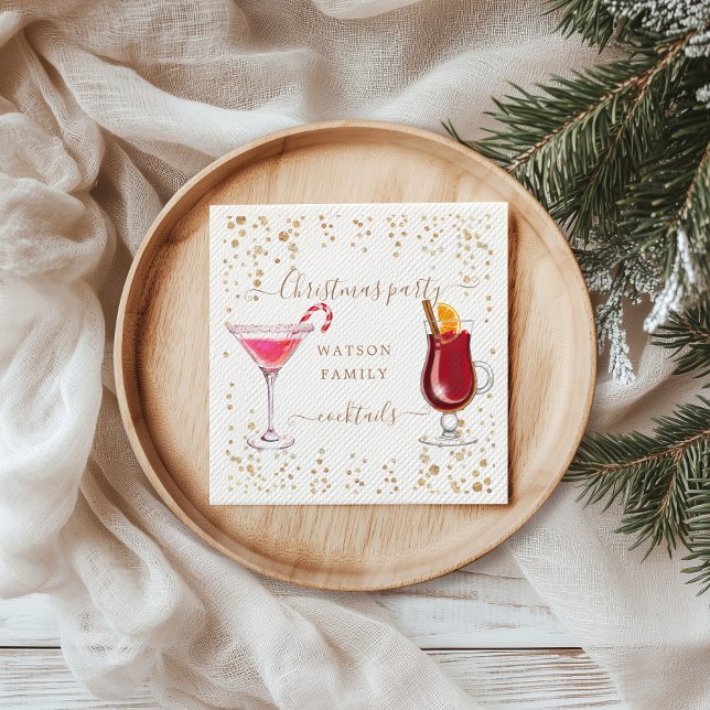 Christmas Cocktail Party Glitter Monogram Napkins (Creator Uploaded)