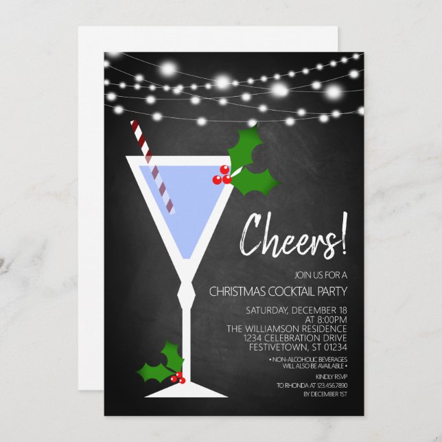 Christmas Cocktail Party Invitation (Front/Back)