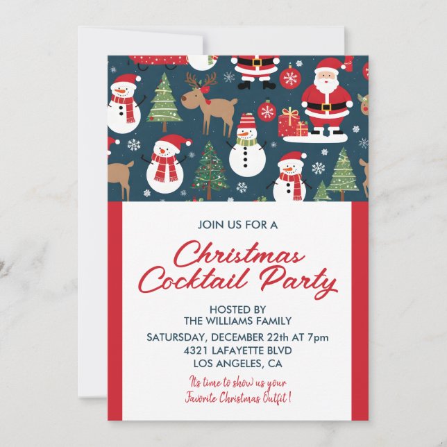 Christmas Cocktail Party Invitation deer santa (Front)