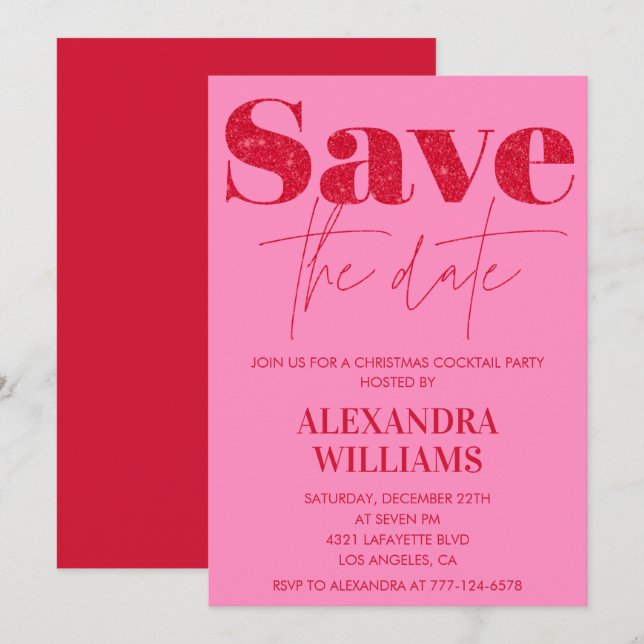 Christmas Cocktail Party Invitations Save the date (Front/Back)