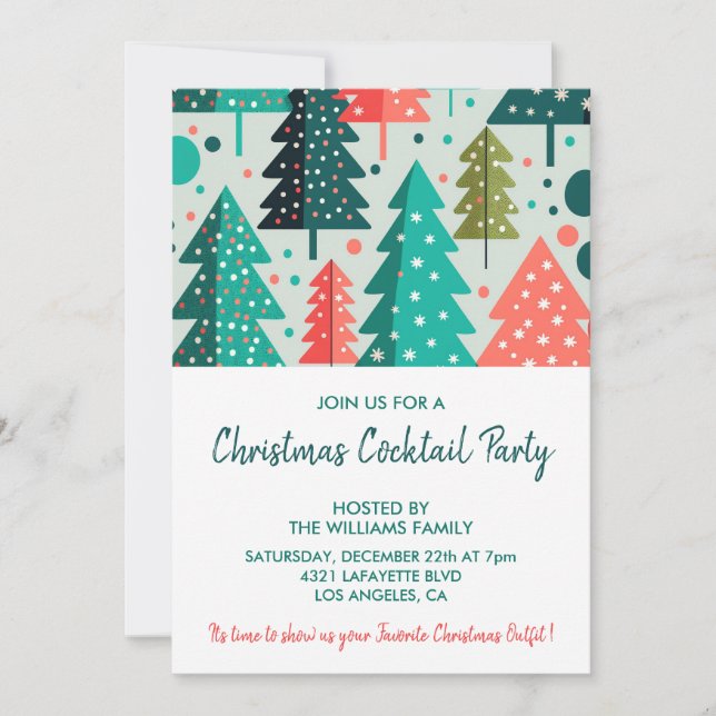 Christmas Cocktail Party invite Forest Snowfall (Front)