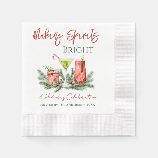 Christmas Cocktail Party Making Spirits Bright  Napkins (Front)