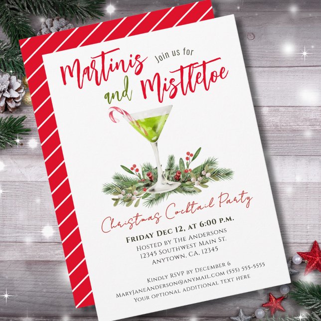 Christmas Cocktail Party Martini Festive Drinks Invitation (Creator Uploaded)