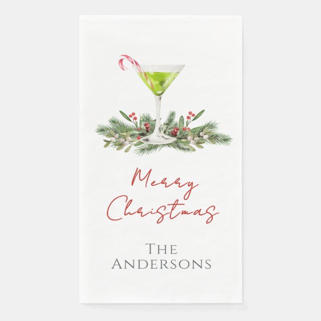 Christmas Cocktail Party Martini Guest Towels (Front)