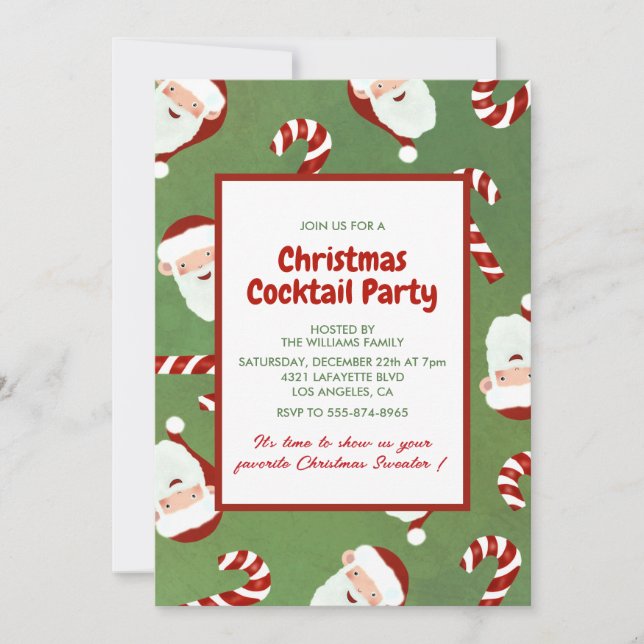 Christmas Cocktail Party Santa Barley Sugar Invitation (Front)