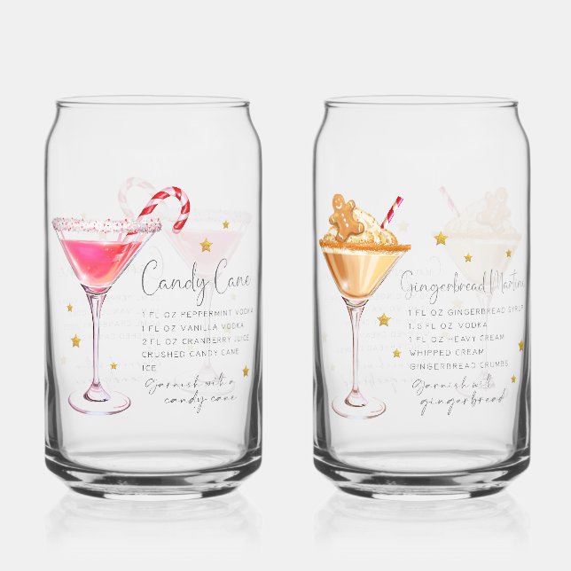 Christmas Cocktail Recipe Set 2 Can Glass (Front)