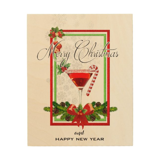 Christmas Cocktail Watercolor Art (Front)