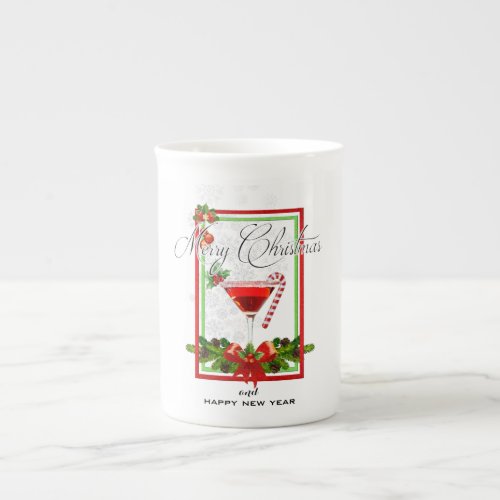 Christmas Cocktail Watercolor Art Bone China Mug