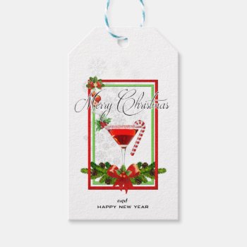 Christmas Cocktail Watercolor Art Gift Tags by ChristmaSpirit at Zazzle