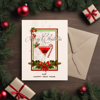 Christmas Cocktail Watercolor Art Holiday Postcard by ChristmaSpirit at Zazzle