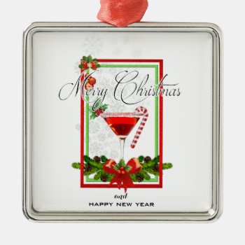 Christmas Cocktail Watercolor Art Metal Ornament by ChristmaSpirit at Zazzle