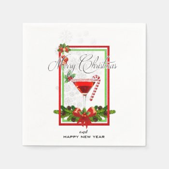 Christmas Cocktail Watercolor Art Napkins by ChristmaSpirit at Zazzle