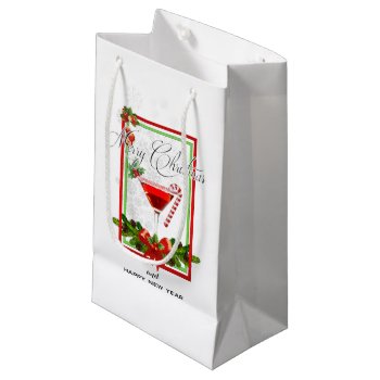 Christmas Cocktail Watercolor Art Small Gift Bag by ChristmaSpirit at Zazzle