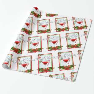 Christmas Cocktail Watercolor Art Wrapping Paper