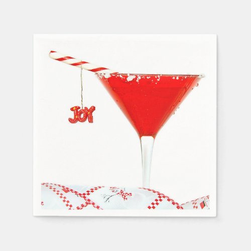 Christmas Cocktail with Candy Cane Napkins
