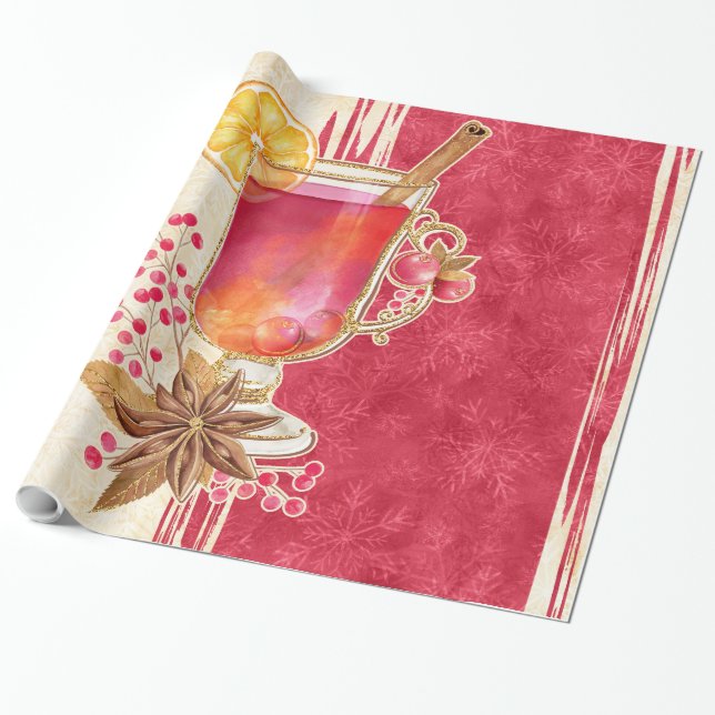 Christmas cocktail wrapping paper (Unrolled)