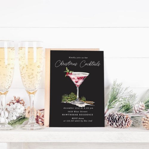 Christmas Cocktails Elegant Party Invitation