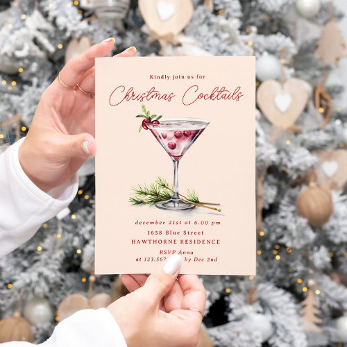 Christmas Cocktails Elegant Party Invitation