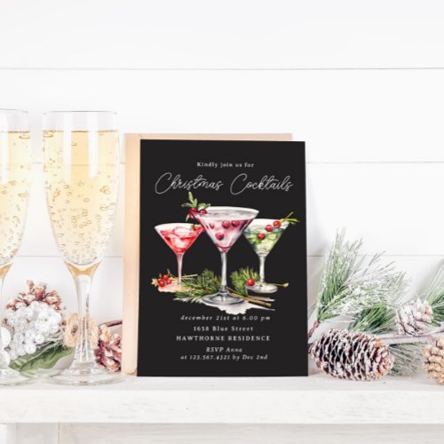 Christmas Cocktails Elegant Party Invitation